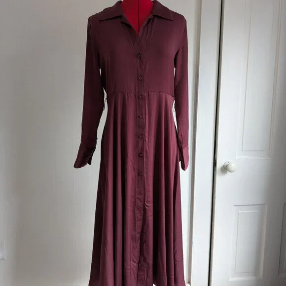 Banana Republic XS Maroon Charmeuse Dress - Picture 3 of 8